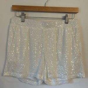 White sequin shorts (great for bachelorette party!)